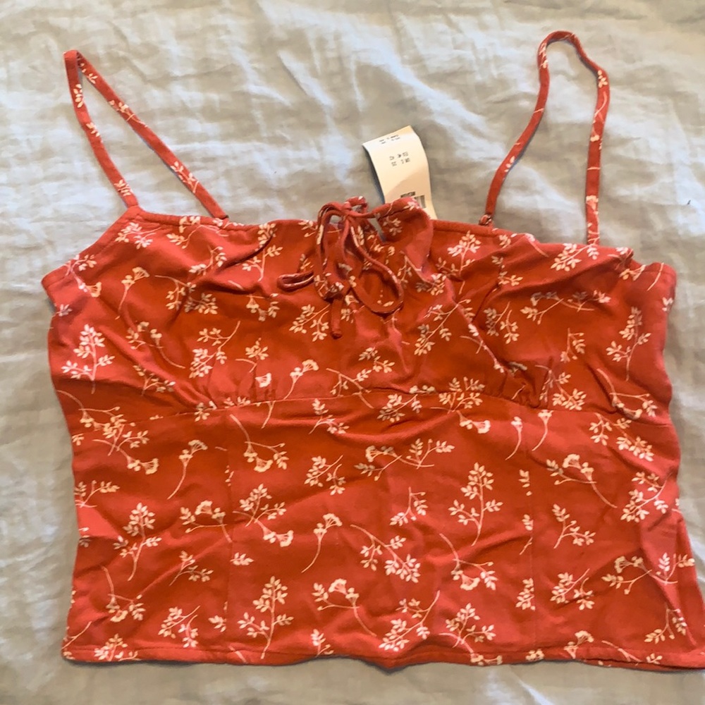 Light Red floral top with bow